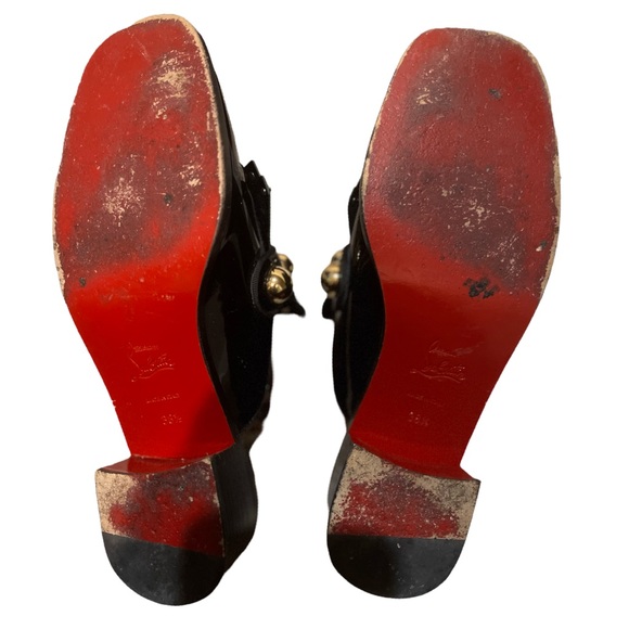 CHRISTIAN LOUBOUTIN PATENT BLACK MULES - Picture 9 of 9